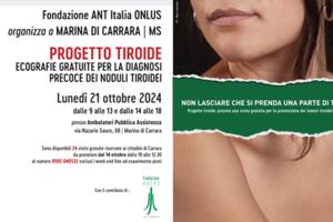 Torna a Marina di Carrara il “Progetto Tiroide Gratuito” della  Fondazione ANT Italia Onlus