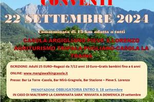 Mangiawalking delle pievi e dei conventi a Casola in Lunigiana il 22 settembre