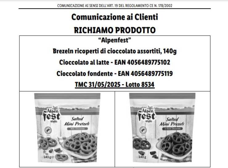 richiamo prodotto lidl